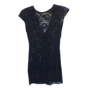 NWT XS Millau Black Floral Lace Micro Mini Dress